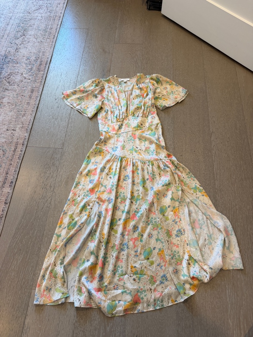 Topshop Cream Floral Maxi Dress with Pastel Accents